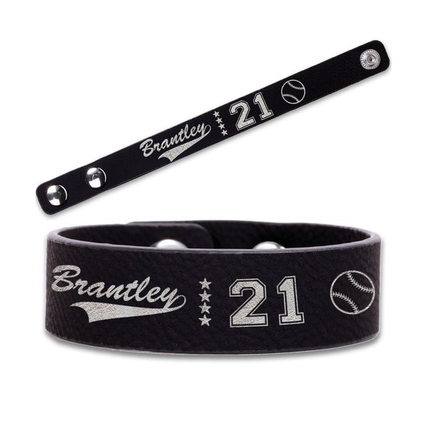 Baseball Bracelet Baseball Team Gifts Little League Gift Personalized Leather Bracelet Custom Leather Bracelet Personalized Bracelet