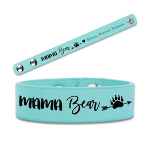 Mom Leather Bracelet Engagement Bracelet Mama Bear Personalized Leather Bracelet Custom Leather Bracelet Personalized Bracelet Gifts for Mom
