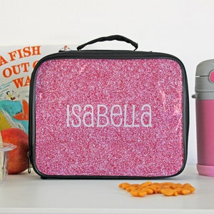 Glitter Personalized Kids Lunch Box Lunch box with Kid&#39;s Name, Custom Lunch box for kids, Back to school gifts, School Gifts --LB-W-100