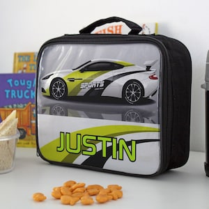 Boîte à lunch personnalisée pour voiture de sport, boîte à lunch avec nom de l'enfant Boîte à lunch personnalisée pour enfants, cadeaux de rentrée scolaire Cadeaux scolaires --pound-W-SPORTSCAR