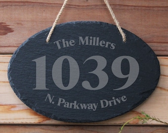 Engraved Slate House Number Sign – Personalized Address Plaque