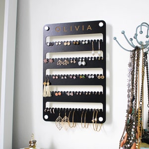 Personalized Earring Holder, Modern Jewelry Organizer, Acrylic Jewelry Holder, Hanging Earring Holder, Custom Earring Display JWB-RECT-100