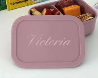 Personalized Silicone Bento Box Lunch Container for Kids - Bento Box for Kids, Custom Bento Box, Lunch Box for Kids -- BB-MV-VICTORIA