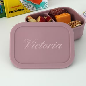 Personalized Silicone Bento Box Lunch Container for Kids - Bento Box for Kids, Custom Bento Box, Lunch Box for Kids -- BB-MV-VICTORIA