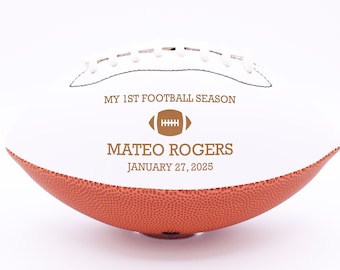 Gepersonaliseerde baby's eerste voetbal, gepersonaliseerde babyaankondiging voetbal, nieuwe vader voetbal, pasgeboren babycadeau, babyvoetbal --BALL-FB3-1