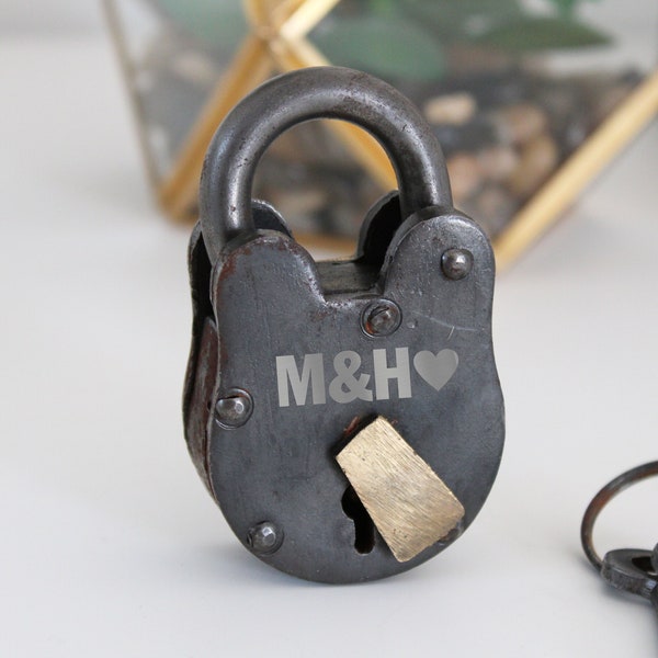 Antique Love Lock with Keys, Custom Love Lock, Engraved Love Lock, Antique Love Lock, Bridge Lock, Gate Lock Fence Lock, Paris Lock --LOCK-6