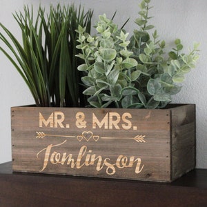 Mr. & Mrs., Personalized Planter Box, Custom Wood Planter Box, Personalized Wood Planter Box, Indoor Wood Planter, Planter Box Wood image 1