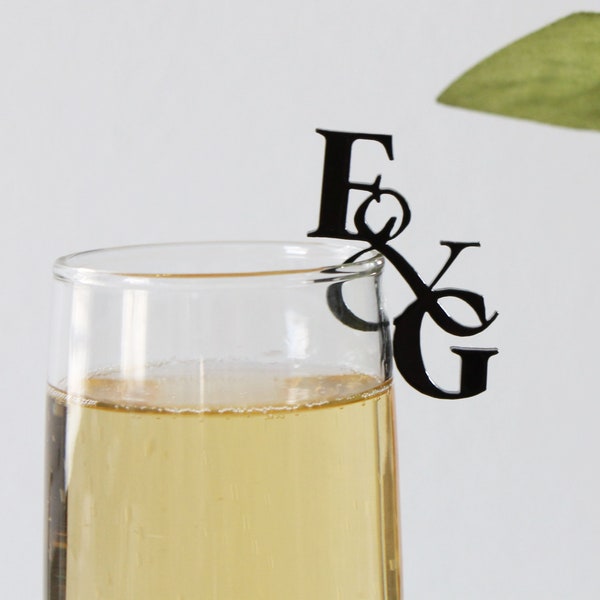 Hochzeit Initial Champagne Toppers DIY Peel at home | Champagner Drink Anhänger | Getränk Anhänger | Bachelorette Champagner Charm --CHT-B-100