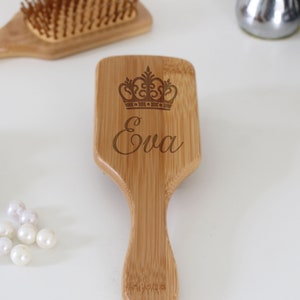 Personalized Wood Brush, Custom Bamboo Hair Brush, Sweet-Sixteen, Girl Gift , Gift for Her, Daughter gift, Teen Gift, Princess Crown --HB-12