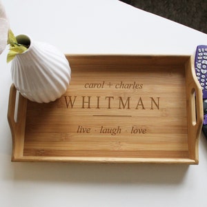 Personalized Serving Tray Custom Serving Tray Wood Serving Tray Wedding Gifts New Home Gifts Newlywed Gifts Serving Tray --TRAY-BAM-100