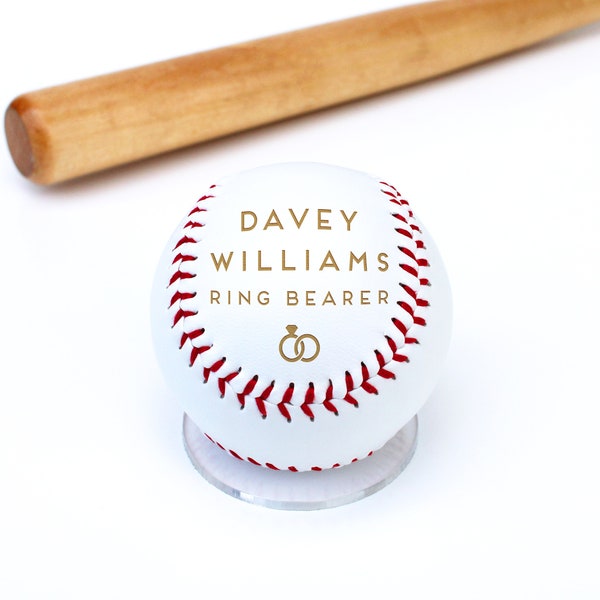 Personalized Ring Bearer Gift Personalized Baseball Baseball Birthday Gift Newborn Gift Custom Engraved Sports Gift --BALL-BASE-RING