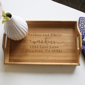Personalized Serving Tray Custom Serving Tray Wood Serving Tray Wedding Gifts New Home Gifts Newlywed Gifts Serving Tray --TRAY-BAM-100