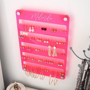 Personalized Earring Holder, Modern Jewelry Organizer, Acrylic Jewelry Holder, Hanging Earring Holder, Custom Earring Display JWAP-RECT-100