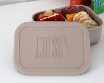 Personalized Silicone Bento Box Lunch Container for Kids - Bento Box for Kids, Custom Bento Box, Lunch Box for Kids -- BB-TP-EDISON