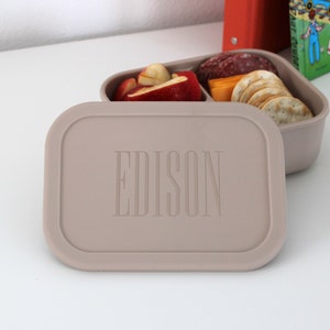 Personalized Silicone Bento Box Lunch Container for Kids - Bento Box for Kids, Custom Bento Box, Lunch Box for Kids -- BB-TP-EDISON