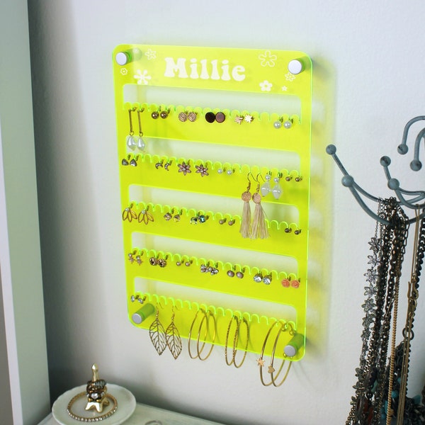 Personalized Earring Holder, Modern Jewelry Organizer, Acrylic Jewelry Holder, Hanging Earring Holder, Custom Earring Display JWAB-RECT-100