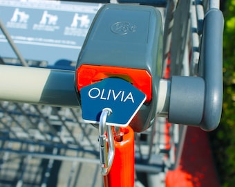 Personalized Shopping Cart Keychain, Custom Buggy Cart Coin Keychain, Grocery Cart Coin Keychain --BK4-BL-OLIVIA