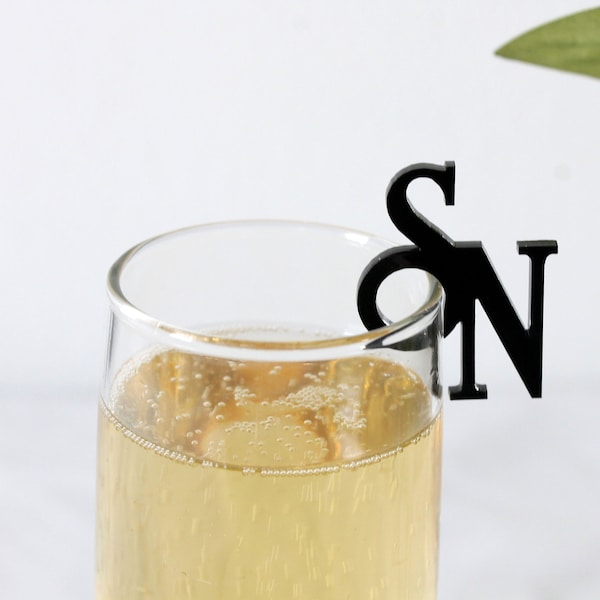 Wedding Initial Champagne Toppers DIY Peel at home | Champagne Drink Tag | Drink Charm | Bachelorette Champagne Charm --CHT-B-100