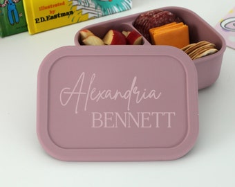Personalized Silicone Bento Box Lunch Container for Kids - Bento Box for Kids, Custom Bento Box, Lunch Box for Kids -- BB-MV-ALEXANDRIA
