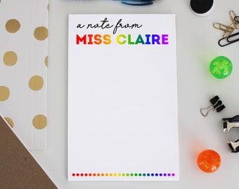 Personalized Notepad Stationery, A Note From Teacher Notepad, Custom Notepad, Personalized Teacher Stationary Notepad Weekly Planner Notepad