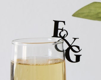 Wedding Initial Champagne Toppers DIY Peel at home | Champagne Drink Tag | Drink Charm | Bachelorette Champagne Charm --CHT-B-100