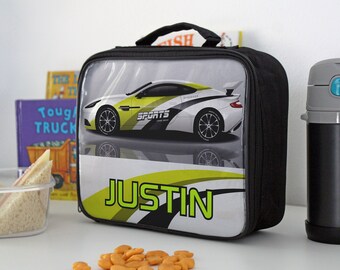Sports Car Personalized Lunch Box,  Lunch box with Kid's Name Custom Lunch box for kids, Back to school gifts School Gifts --LB-W-SPORTSCAR