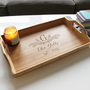 Personalized Serving Tray Custom Serving Tray Wood Serving Tray Wedding Gifts New Home Gifts Newlywed Gifts Serving Tray --TRAY-BAM-100