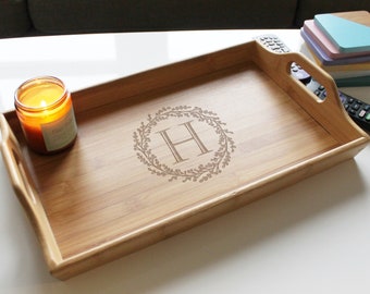Personalized Serving Tray Custom Serving Tray Wood Serving Tray Wedding Gifts New Home Gifts Newlywed Gifts Serving Tray --TRAY-BAM-100