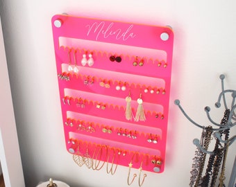 Personalized Earring Holder, Modern Jewelry Organizer, Acrylic Jewelry Holder, Hanging Earring Holder, Custom Earring Display JWAP-RECT-100