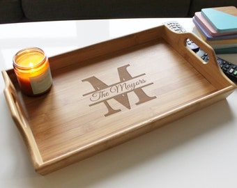 Personalized Serving Tray Custom Serving Tray Wood Serving Tray Wedding Gifts New Home Gifts Newlywed Gifts Serving Tray --TRAY-BAM-100