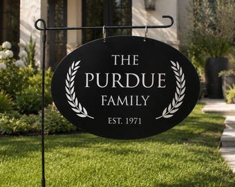 Personalized Metal Garden Flag, Custom Family Name Yard Sign