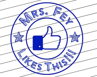Thumbs Up Teacher Stamp, Personalized Self Inking Stamp, Teacher Gift