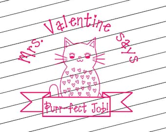 Cat Teacher Stamp, Personalized Library Book Stamp, Self Inking