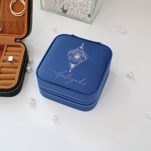 Mini estuche de viaje de joyería, organizador de joyas de viaje pequeño, caja de joyas portátil Mini organizador de almacenamiento de viaje Caja de almacenamiento de pantalla portátil