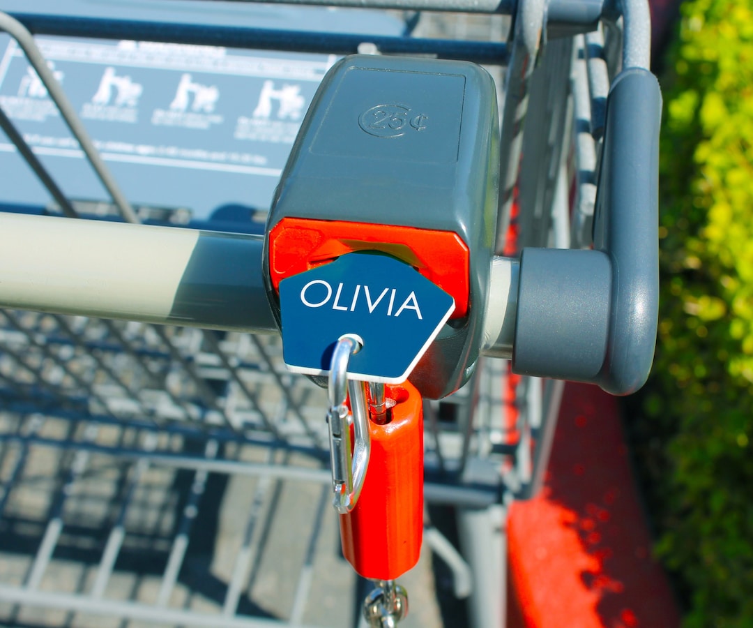 Personalized Shopping Cart Keychain, Custom Buggy Cart Coin Keychain