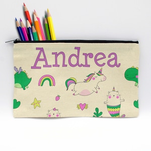Personalized pencil bag, Custom pencil bag Customized pencil case Personalized kids&#39; pencil pouch, name pencil bag --PENB-W-UNICORN