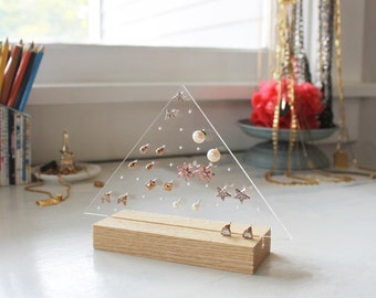 Miniaturowy spersonalizowany stojak na biżuterię, stojak na kolczyki, organizer na biżuterię, akrylowy stojak na biżuterię, drewniany stojak na biżuterię, drzewo biżuterii, ekspozytor na kolczyki