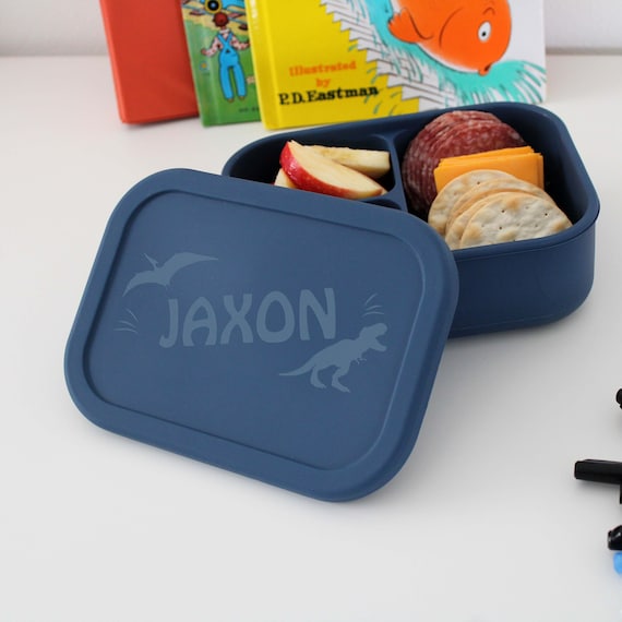 Personalized Silicone Bento Box Lunch Container for Kids Bento Box for Kids,  Custom Bento Box, Lunch Box for Kids BB-NV-DINOSAUR 