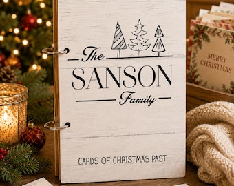 Porta biglietti di Natale, biglietti del Natale passato, porta biglietti di Natale personalizzati, contenitore per biglietti, album per biglietti --CRDB-SUB-SANSON