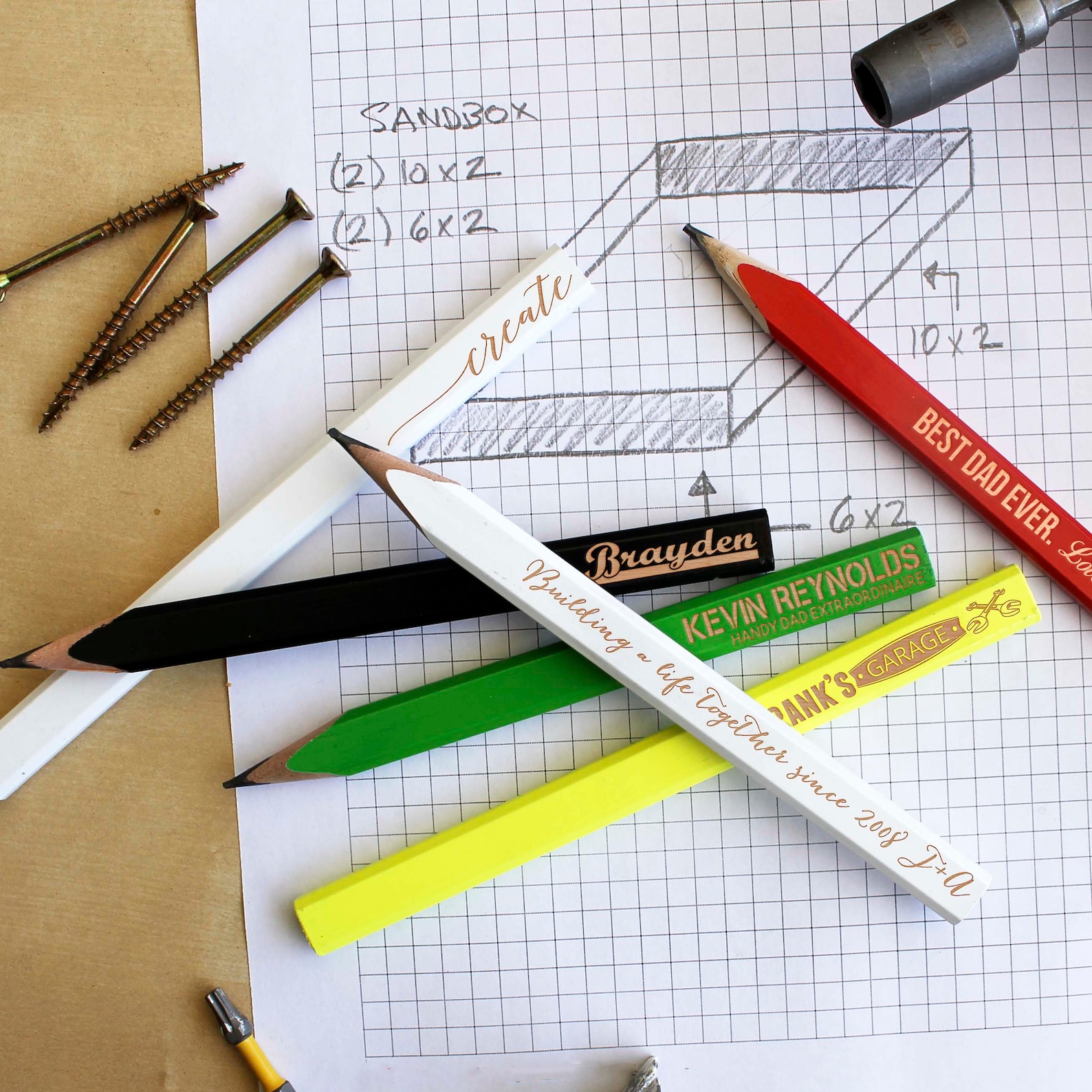 Personalized Carpenter Pencils Engraved Carpenter Pencils Etsy