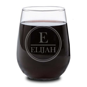 Monogrammed Wine Glass, Personalized Wine Glass, Custom Wine Glass, Engraved Wine Glass, Valentine&#39;s Day Gifts, Etched Wine Glass
