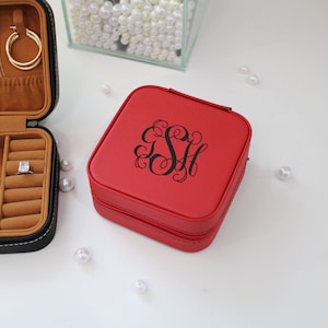 Mini estuche de viaje de joyería, organizador de joyas de viaje pequeño, caja de joyas portátil Mini organizador de almacenamiento de viaje Caja de almacenamiento de pantalla portátil