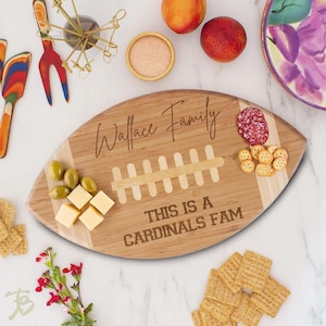 Personalized cutting board, Football Shaped Cutting Board, Football Charcuterie Board football team logo, Tailgate Serving Board --CB-FB-100