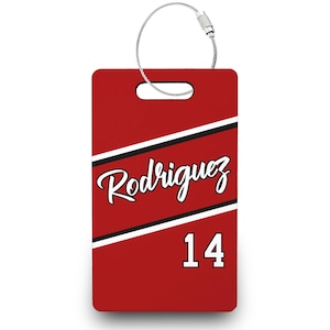 Baseball Namensschild, Baseball Tasche und Schlüsselbund Tags, Baseball Gastgeschenke, Saisonende Geschenke --BTAGR-Sub-RODRIGUEZ