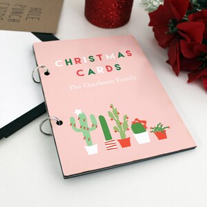 Porta biglietti di Natale, biglietti del Natale passato, porta biglietti di Natale personalizzati, contenitore per esposizione biglietti, album biglietti --CRDB-SUB-CACTUS