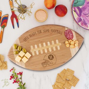 Personalized cutting board, Football Shaped Cutting Board, Football Charcuterie Board football team logo, Tailgate Serving Board --CB-FB-100