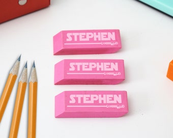 Personalized Set of 3 Erasers, Rubber Erasers, Back To School Gifts, Custom Erasers, School Gift, Personalized Rubber Eraser --ERS-P-STEPHEN