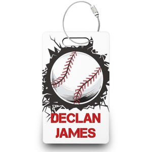 Baseball Namensschild, Baseball Tasche und Schlüsselbund Tags, Baseball Gastgeschenke, Saisonende Geschenke --BTAGR-Sub-DECLAN