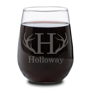 Monogrammed Wine Glass, Personalized Wine Glass, Custom Wine Glass, Engraved Wine Glass, Valentine&#39;s Day Gifts, Etched Wine Glass