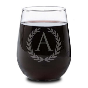 Monogrammed Wine Glass, Personalized Wine Glass, Custom Wine Glass, Engraved Wine Glass, Valentine&#39;s Day Gifts, Etched Wine Glass